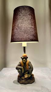 Vintage Monkey Wearing Fez Accent Lamp With Green Shade ...