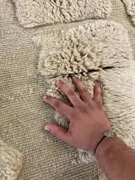 Hand-tufted Rug, Moroccan Checkered Ivory Rug, Solid Beni ...