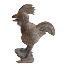 Vintage African Lightly Oxidized Rooster Sculpture | Chairish
