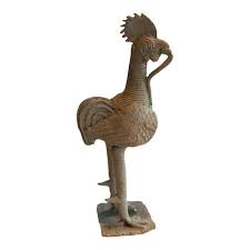 Vintage African Rooster With Snake Sculpture | Chairish