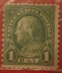 Vintage US 1 Cent Benjamin Franklin Stamp Rare ! | eBay