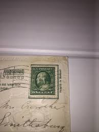 Vgt.1 CENT GREEN Benjamin Franklin STAMP w/Red Cross Stamp ...