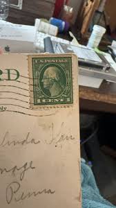 Rare 1 Cent George Washington Stamp Green Line on 1909 Post ...