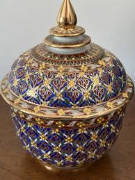 Bencharong Thai Porcelain Lidded Jar - hand painted ...
