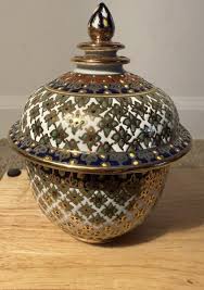 Vintage Hand Painted in Thailand Asian Benjarong Jar Rice ...