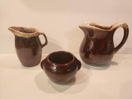 Vintage Brown Drip Creamer / Pitcher or Condiment Crock ...