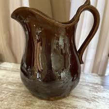 Vintage Yellow Ware Brown Pitcher 7” Tall | eBay