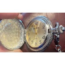 Men's 2" Benrus American Flag Pocket Watch with Chain | eBay