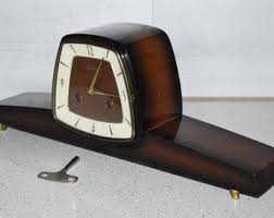 Vintage Zentra Mantel Clock: 1960s German Mechanical Wooden ...
