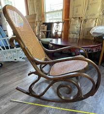 Bentwood Wicker Cane Rocking Chair In The Style Of Michael ...