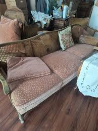 Beautiful antique German settee. Crushed mauve velvet ...