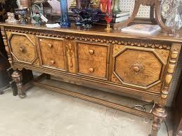 Vintage Berkey & Gay LONG BUFFET Table 4 Drawers Antique Furniture Walnut | eBay