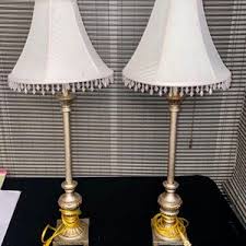 Pair of Cream and Gold Fluted Bedside Table Lamps With 'vogue' Vintage Lampshades - Etsy