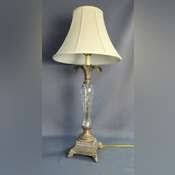 Crystal Table Lamp With Decorative Leaf Accent, 34" Tall Powers On - Mayo Auction & Realty