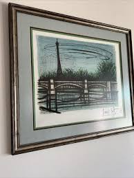 Vintage 1968 Framed Bernard Buffet Lithograph Eiffel Tower Paris Bridge 31x28 | eBay