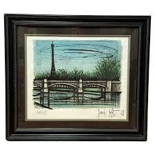 Bernard Buffet - "Parisian Bridge by the Eiffel Tower" Landscape Lithograph by Bernard Buffet For Sale at 1stDibs