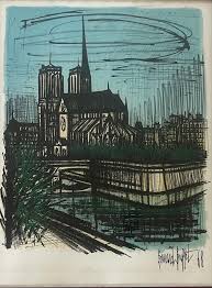 MCM Lithograph of Cathedral Notre Dame by Bernard Buffet For ...
