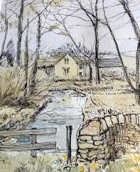 Elizabeth Chapman - River Windrush, Upper Slaughter, Original painting, cotswolds, Landscape For Sale at 1stDibs