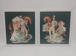 Lot - Two Framed Bernard Picture Company Airbrush Watercolors