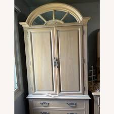 Bernhardt Light Wood Armoire With Brass Hardware - AptDeco
