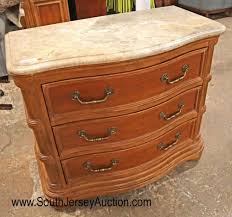 Sold at Auction: QUALITY Bernhardt Furniture marble top 3 drawer bachelor chest in the country maple finish