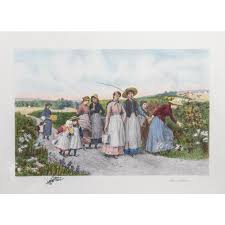 Berry Pickers, Jennie Brownscombe Etching | Chairish
