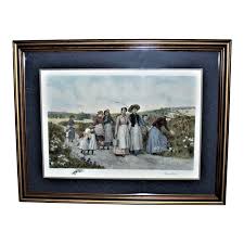 Late 20th Century "Berry Pickers" Figurative Landscape ...