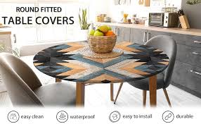 Amazon.com: Butaluk Round Tablecloth Boho Table Cover Wood Texture Round Outdoor Tablecloths Waterproof Round Fitted Tablecloth with Elastic table cloth round cover for Outdoor/Indoor (Black, S-(36''-44'')) : Patio, Lawn & Garden
