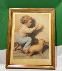 VTG- Oh-Oh A Bunny Lithography Print Framed 12 1/4 X15 1/4 ...