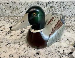 Vtg 11 “ Painted Wooden Mallard Duck Decoy | eBay
