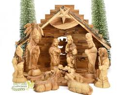 Large Wooden Nativity Set for Christmas Made of Olive Wood ...