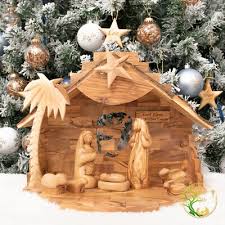 Large Wooden Nativity Set -Hand carved OliveWood Music Box ...