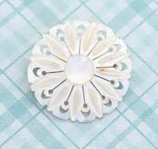 Vintage Mother of Pearl Snowflake Brooch by Bethlehem - L24 ...