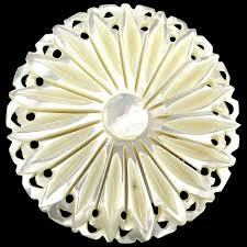 Vintage Hand Carved Mother of Pearl Pin Flower. For Sale at ...