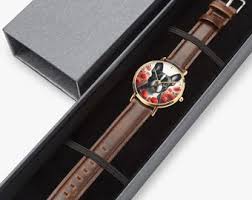 French Bulldog Wristwatch With Leather Strap, Dog Motif ...