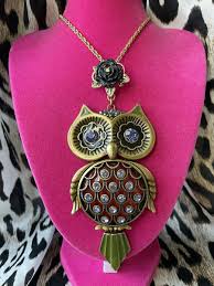 Betsey Johnson Vintage Vampire Slayer HUGE Bronze Owl Black ...