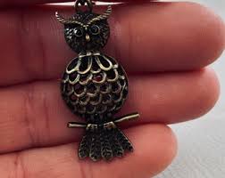 Bronze Owl Necklace: Vintage Inspired Owl Pendant - Etsy