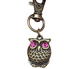 Set of 3 Brass Owl Purse Charms with Rhinestone Accents - Be ...