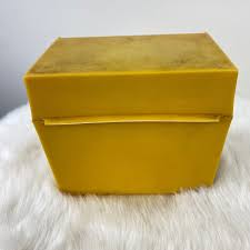 Vintage Yellow Plastic Recipe Box Dutch Amish FULL Magazine | eBay