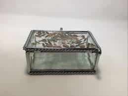 Vintage Dried Flower Beveled & Etched Metal&Glass Jewelry Box Trinket Box 5”x2” | eBay