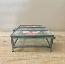 Vintage Pressed Flowers Glass Jewelry Box | eBay