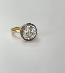 GIA Certified 5.14 Carat Old European Brilliant Diamond Ring In 18K Yellow Gold For Sale at 1stDibs