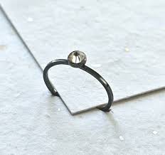 Smokey Zirconia Matt Black Silver Ring | Minimalist Gemstone ...