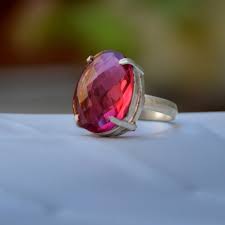 Oval Rose Cut Pink Tourmaline Ring: Sterling Silver ...
