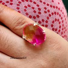 Handmade Watermelon Tourmaline Ring: Sterling Silver ...