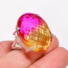 Handmade Sterling Silver Watermelon Tourmaline Ring, Oval ...