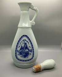 Jim Beam Liquor Bottle Decanter, Blue Sailing Ships on Milk ...