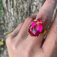 Sterling Silver Pink Topaz Gold Statement Ring 7 - Etsy