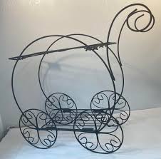 Vintage Black Metal Garden Cart | Chairish