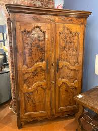 LOUIS XV ARMOIRE LARGE WOOD WITH INLAY DETAILS AND BRASS ACCENTS – Consign & Design